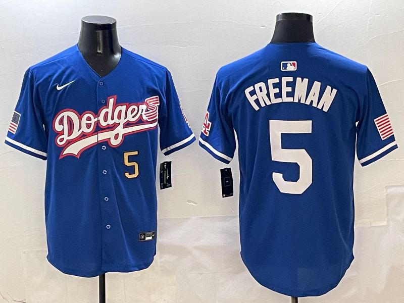Men Los Angeles Dodgers 5 Freeman Blue Second generation Joint Name Nike 2025 MLB Jersey style 3